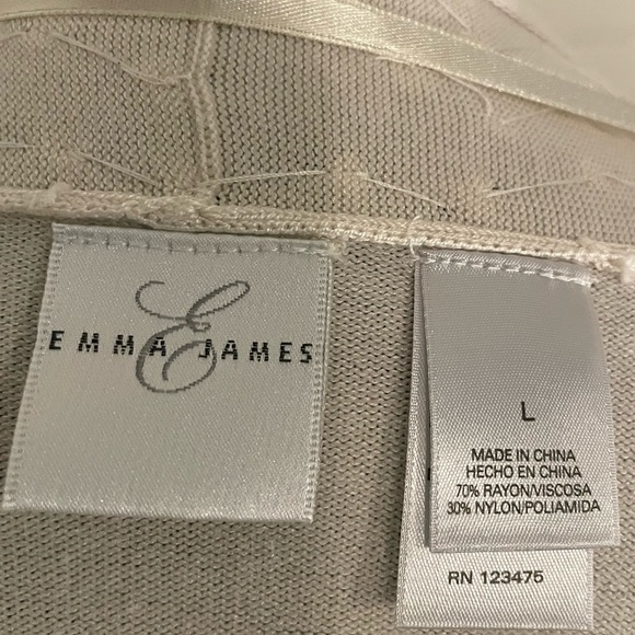 Emma James, Cream long open front cardigan with sequin embellishments, size L - Picture 4 of 5